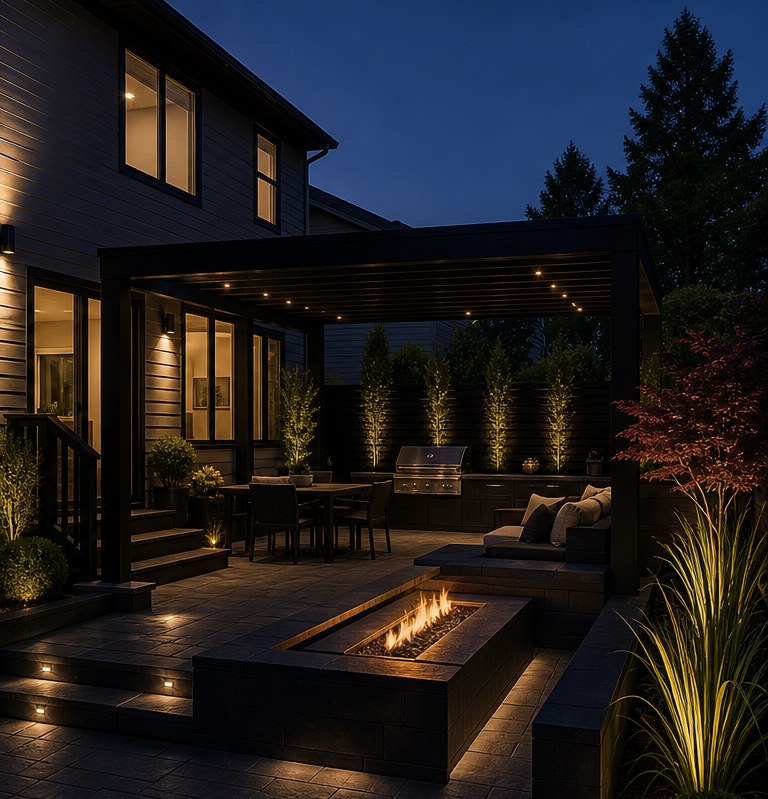 Contemporary backyard after renovation