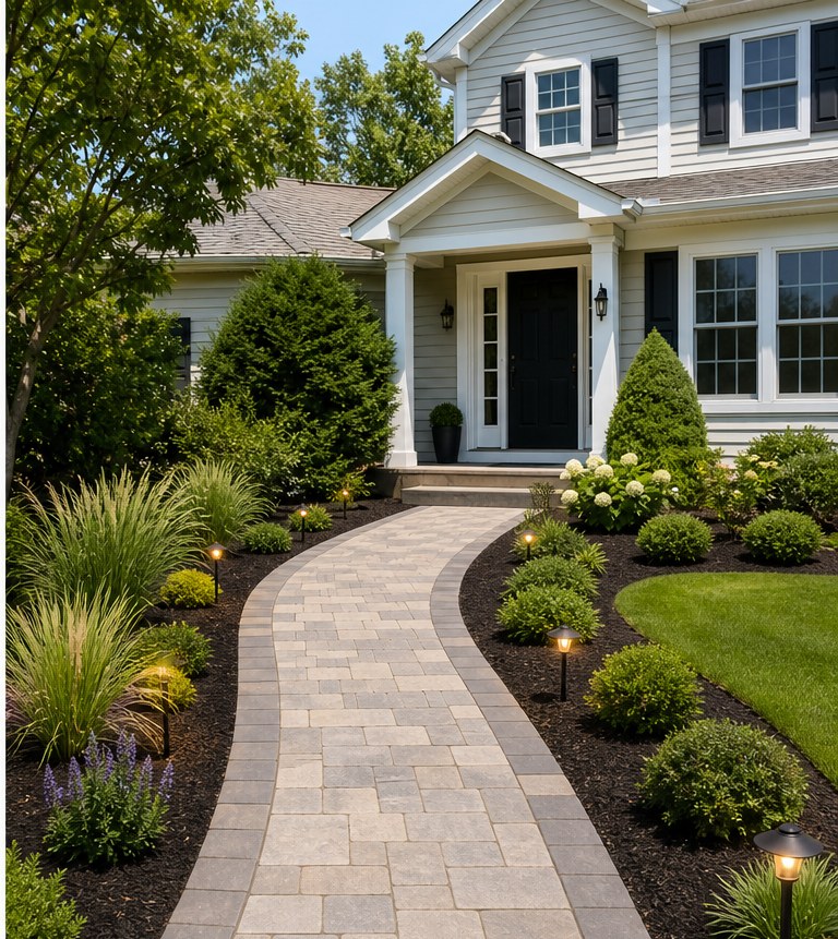 Front yard walkway landscape refresh