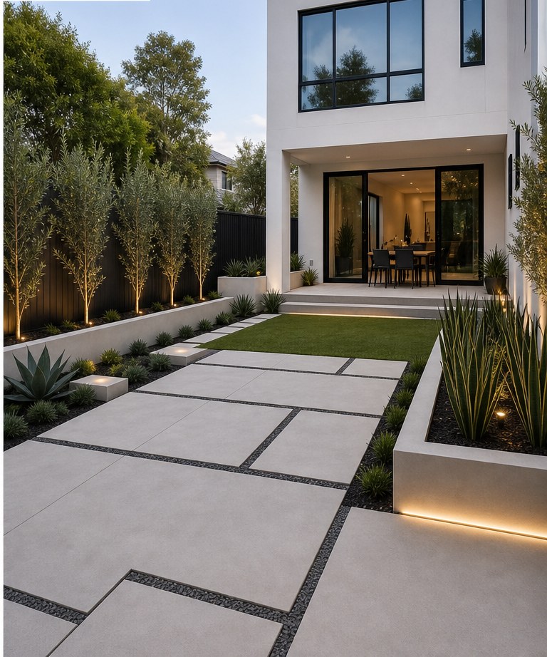 Ultra-minimal modern backyard hardscape